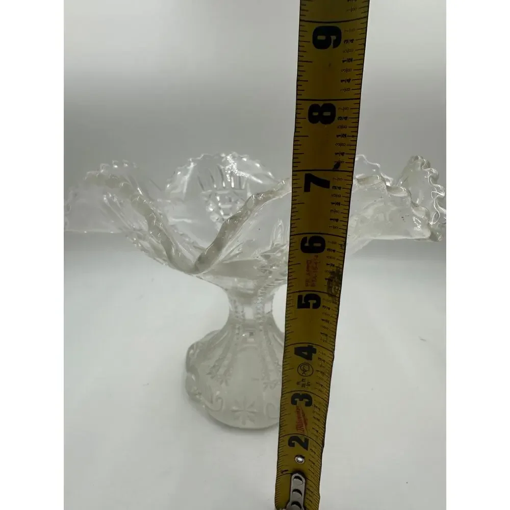 Panelled Thistle Tall Compote Cut Glass Dish 8 inch - Picture 3 of 4